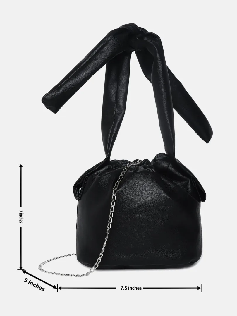 Solid Bucket Hand Bag with Drawstring