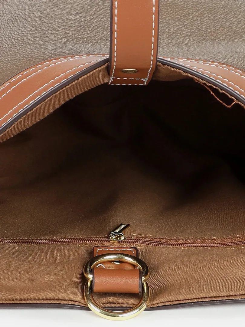 Textured Hand Bag with Zip Lock
