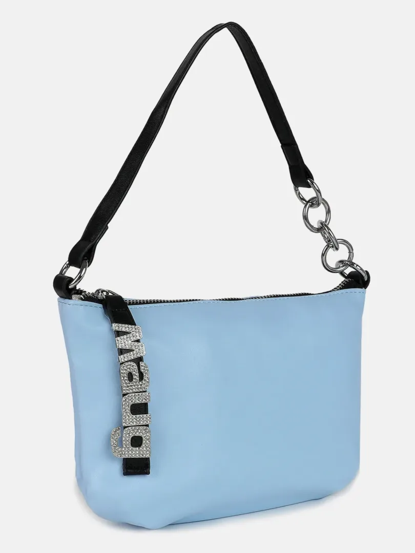 Solid with Chain detail Hand Bag with Zip Lock