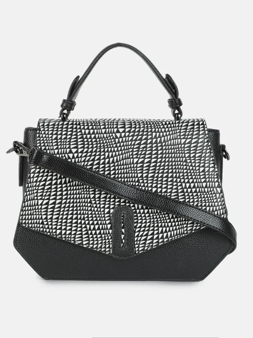 Textured Hand Bag with Zip Lock