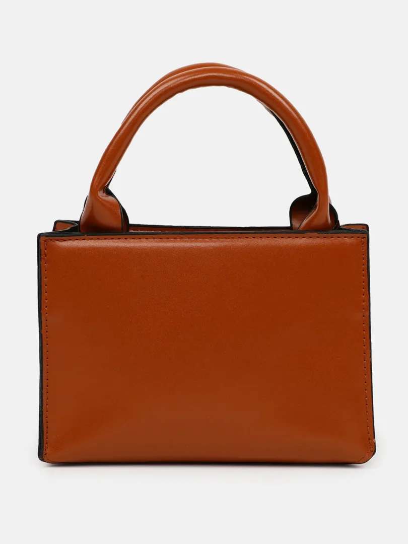 Solid Zip Lock Hand Bag with Buckle Detail