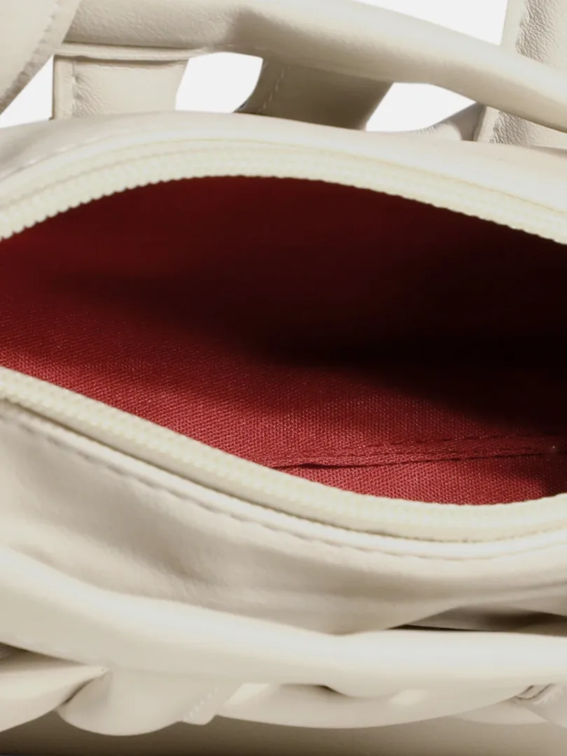 Textured Zip Lock Shoulder Bag with Handle detail