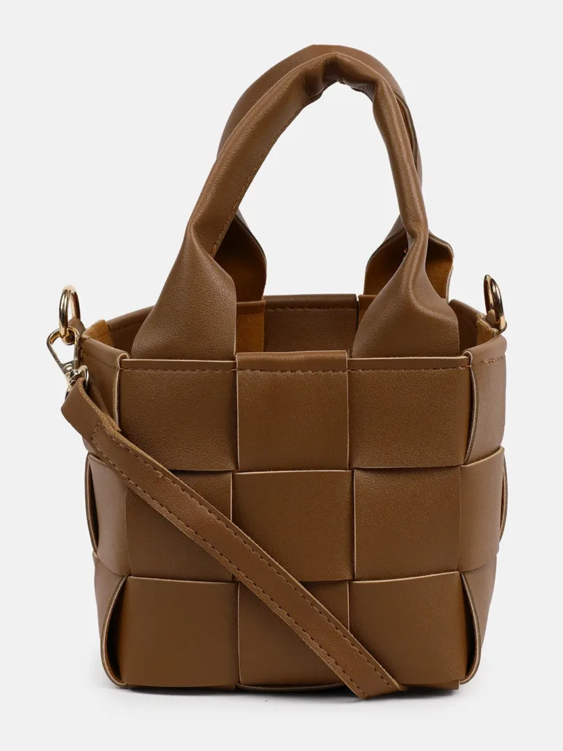 Textured Zip Lock Hand Bag with Handle detail
