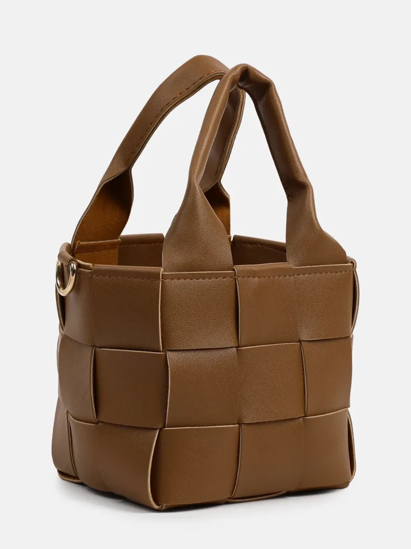 Textured Zip Lock Hand Bag with Handle detail