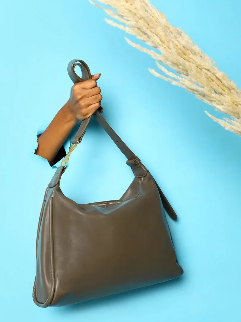 Solid Zip Lock Shoulder Bag