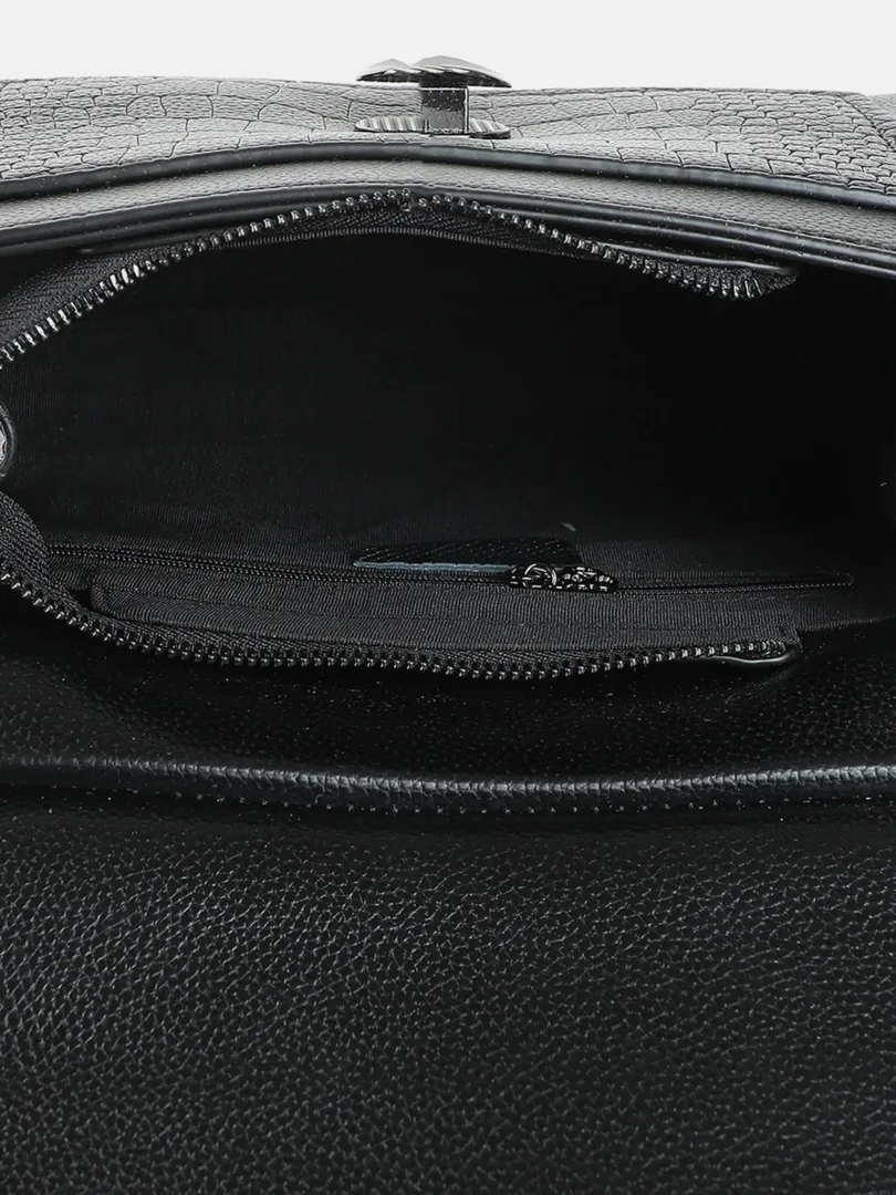 Textured Sling Bag with Push Lock