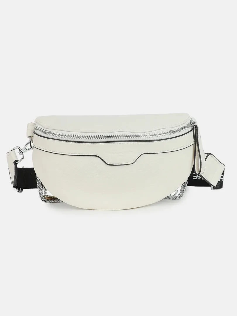 Solid with Chain Strap Waist Pouch with Zip Lock