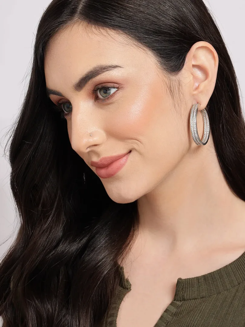 Silver-Plated Circular Earrings