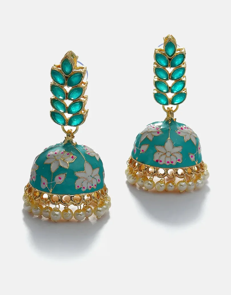 Gold Plated Designer Leaf Shaped Jhumkas