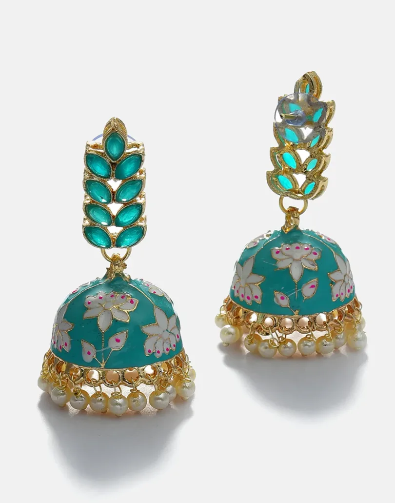 Gold Plated Designer Leaf Shaped Jhumkas