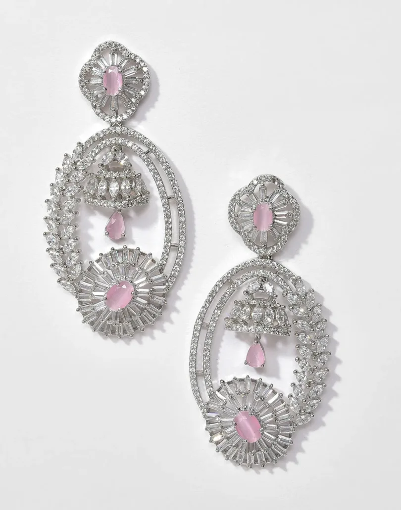 American Diamond Silver Plated Earring