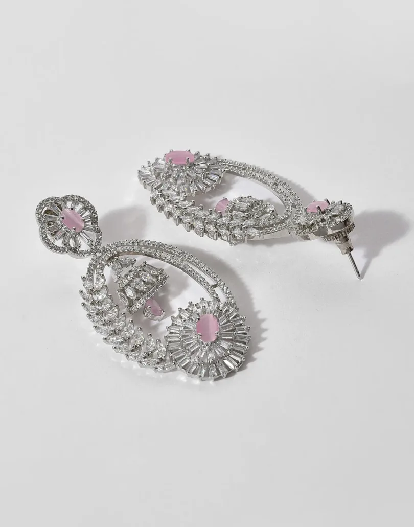 American Diamond Silver Plated Earring