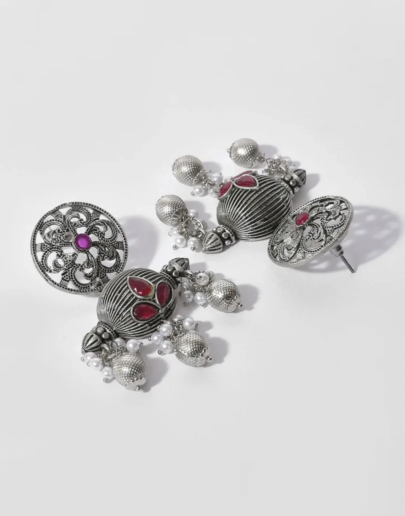 Silver Plated Designer Geometric Studs