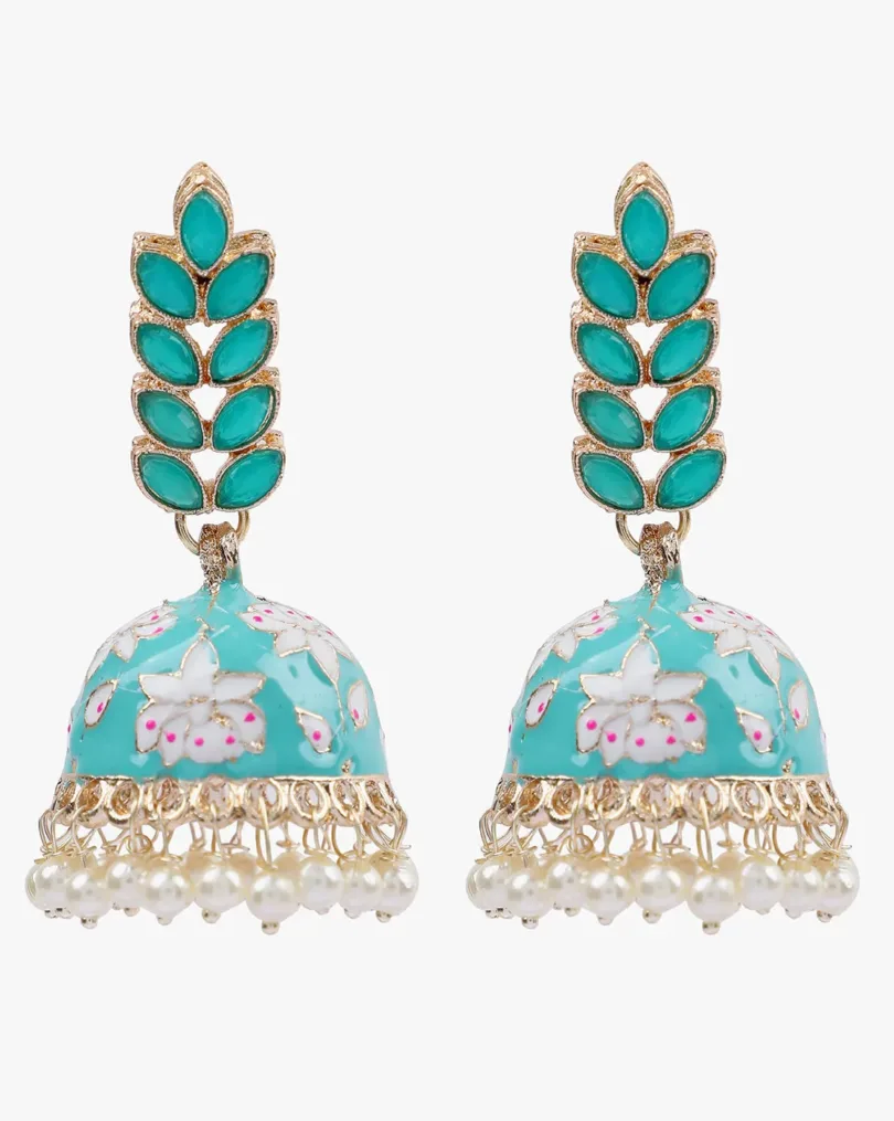 Pack of 2 Kundan Meenakari Blue Trendy Jhumkas