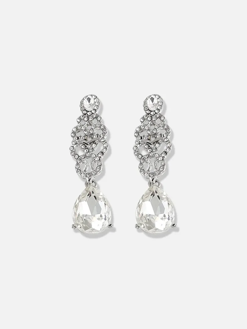 Silver Plated Designer Stone Party Drop Earring For Women