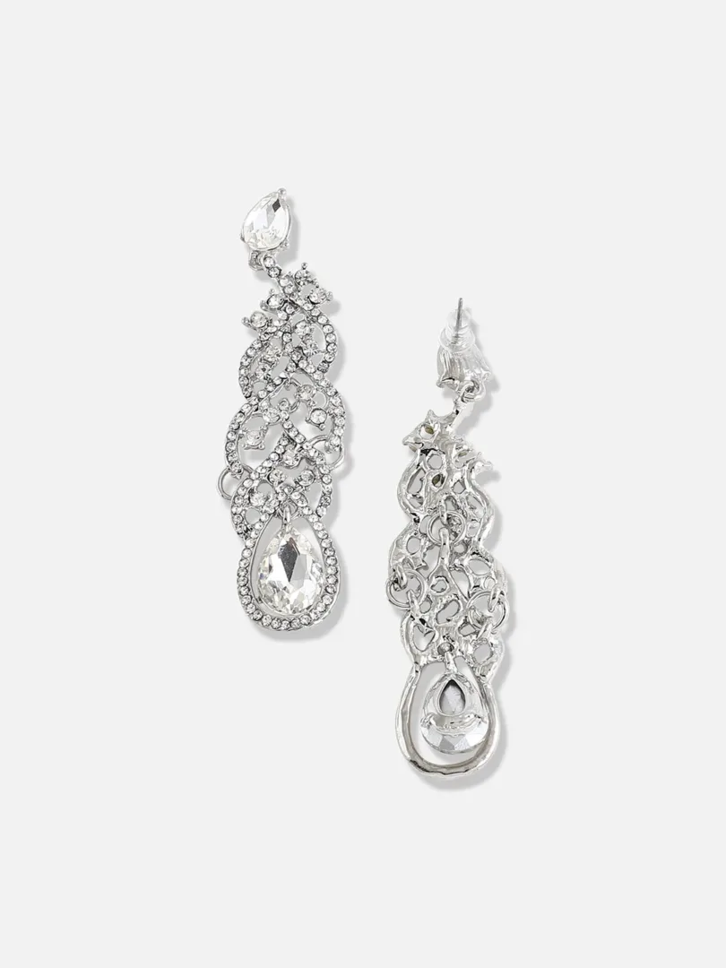 Silver Plated Designer Stone Party Drop Earring For Women