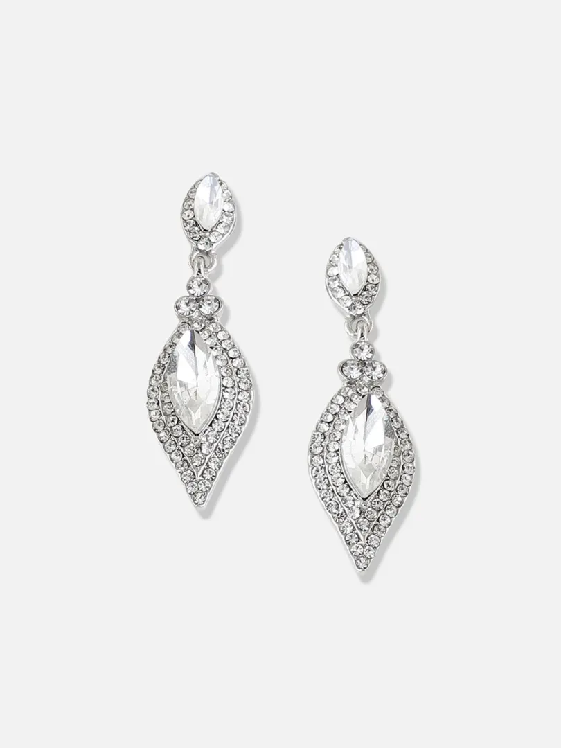 Silver Plated Designer Stone Party Drop Earring For Women