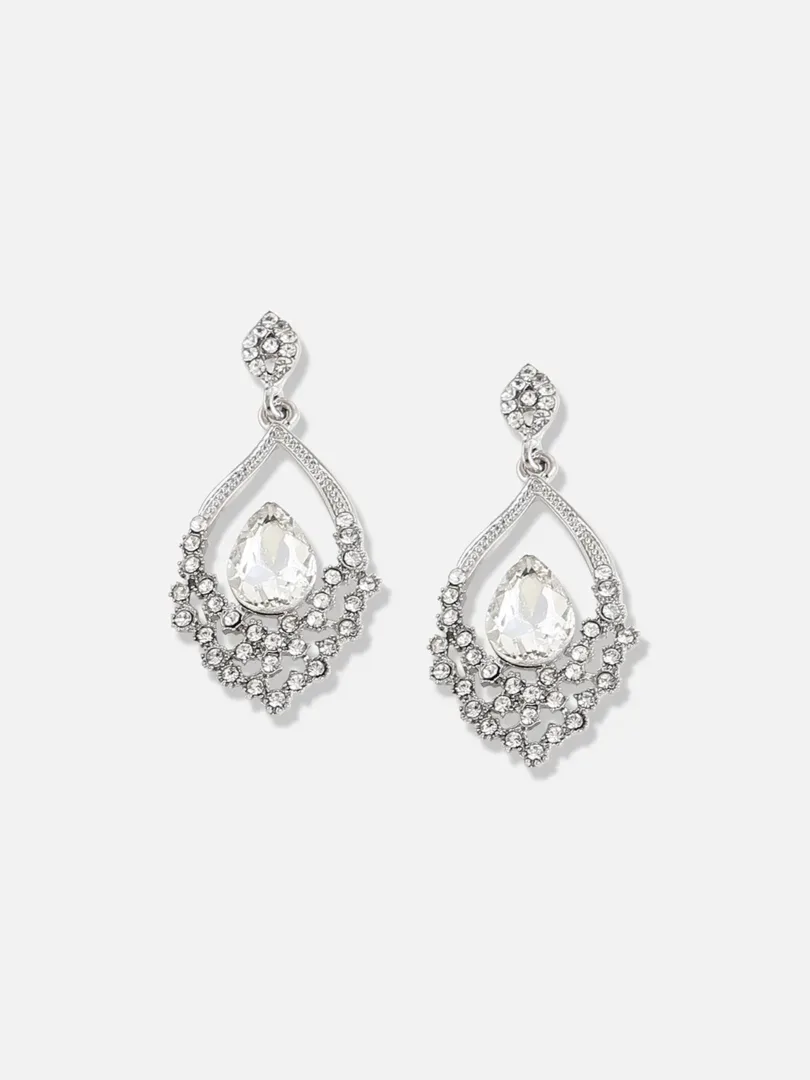Silver Plated Designer Stone Party Drop Earring For Women