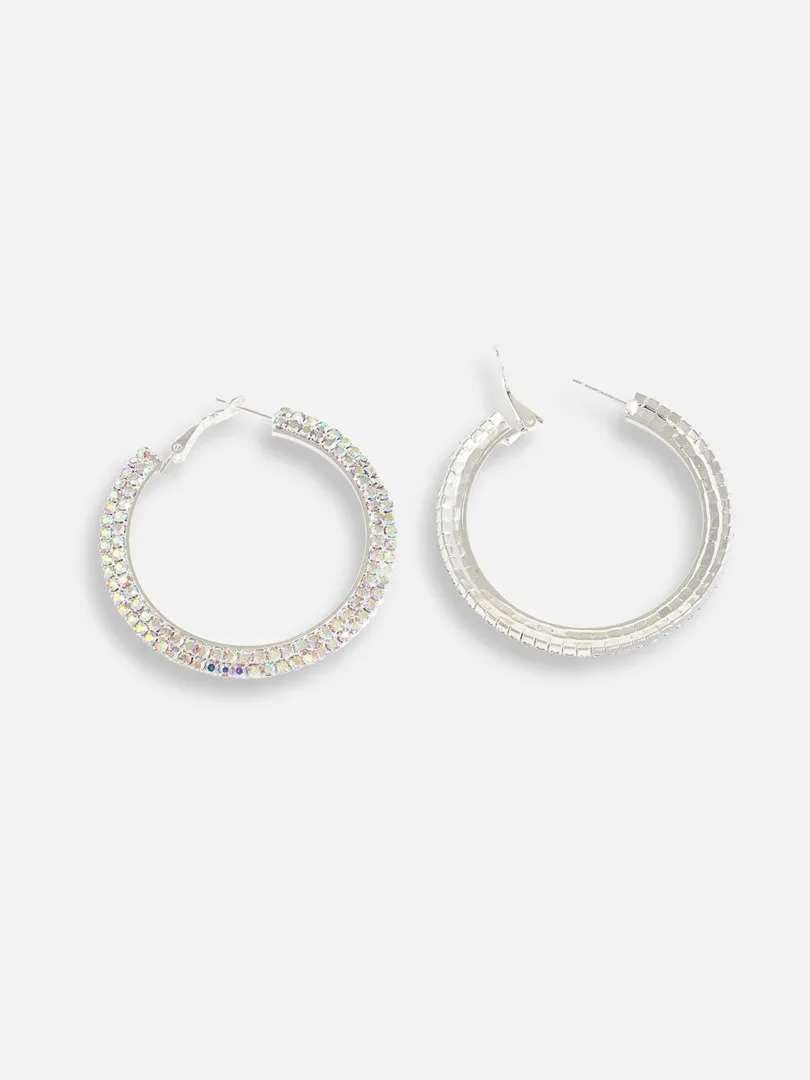 Silver Plated Designer Stone Party Hoop Earring For Women