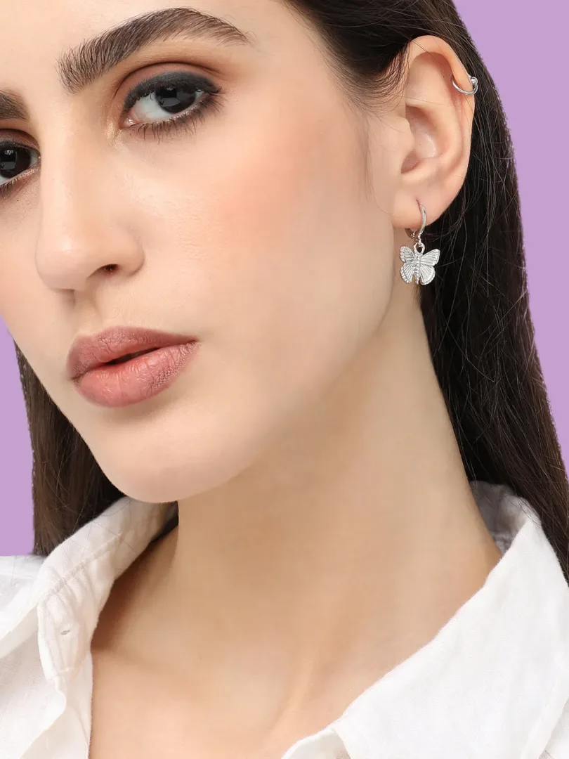 Silver Plated Designer Casual Hoop Earring For Women