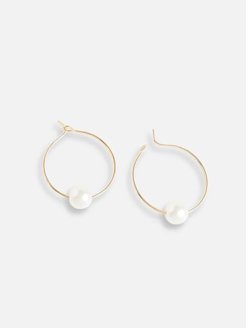 Gold Plated Pearls Casual Hoop Earring For Women