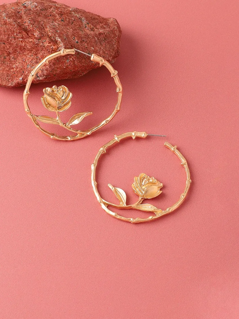 Gold Plated Designer Stone Party Hoop Earring For Women