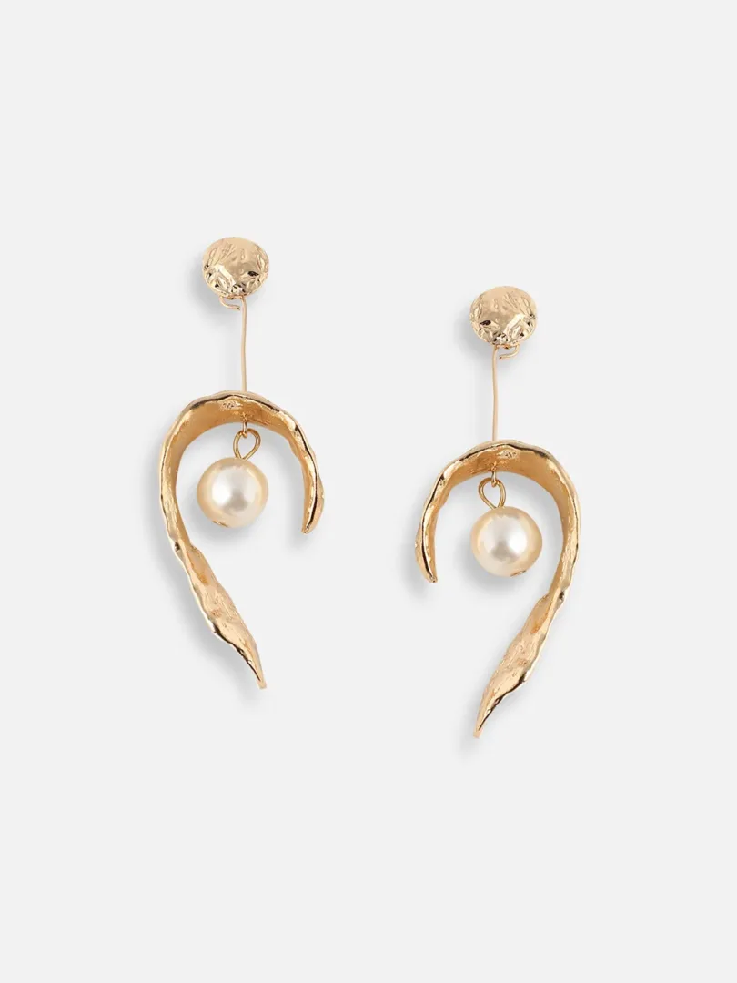 Gold Plated Pearls Party Drop Earring For Women
