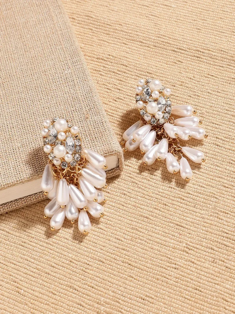Silver Plated Pearls Party Drop Earring For Women