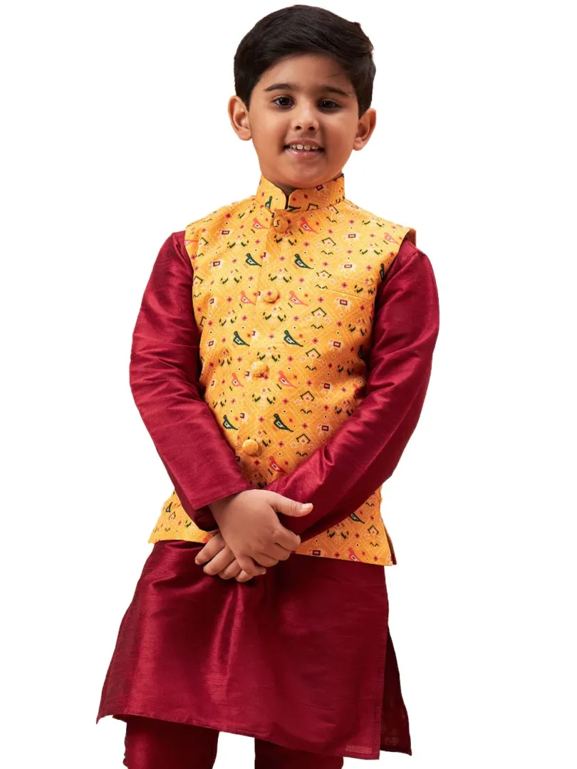 Boys' Yellow Nehru Jacket