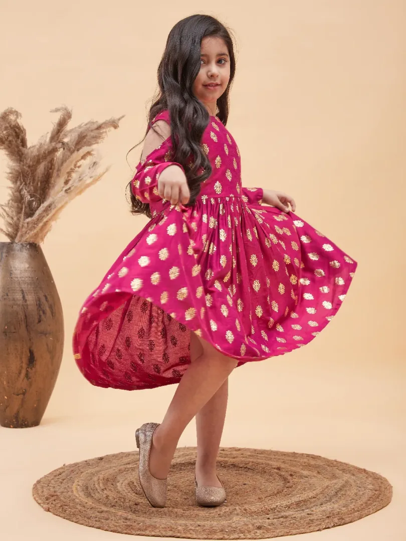 Girls Fuchsia Pink Ethnic Dress