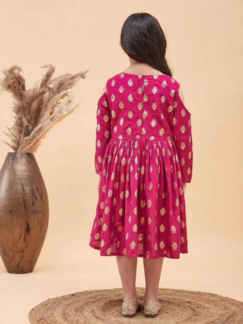 Girls Fuchsia Pink Ethnic Dress