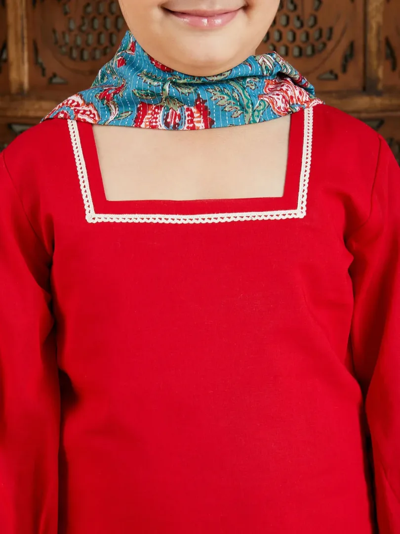 Girls Red And Blue Palazzo Set