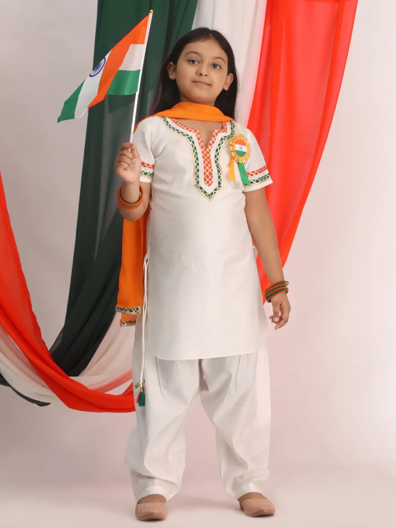 Girls White Kurta Set