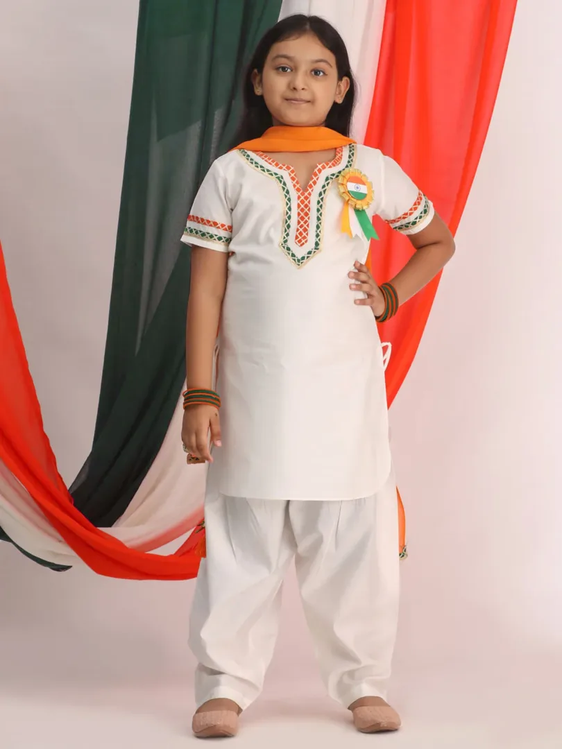 Girls White Kurta Set