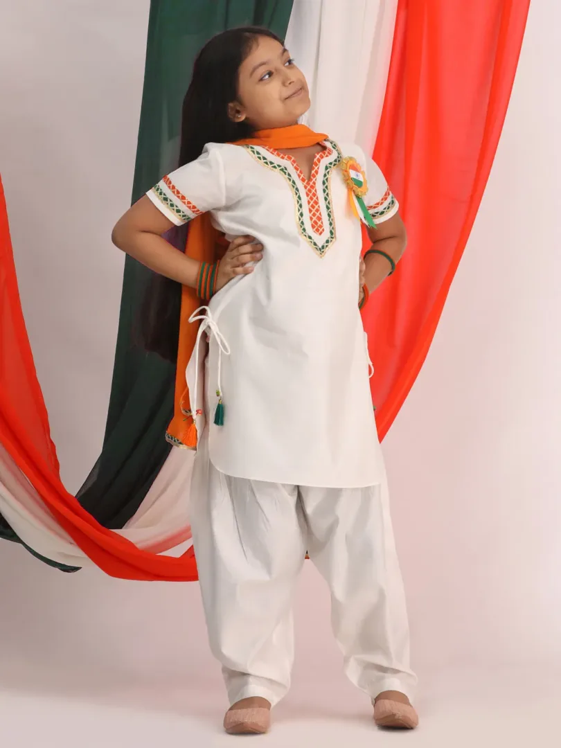 Girls White Kurta Set