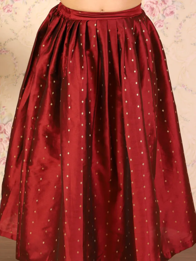 Girls Maroon Lehenga Set