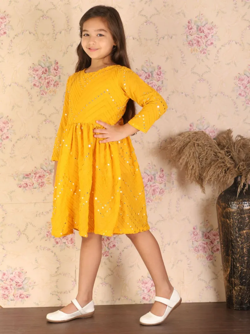 Girls Yellow Ethnic Dress