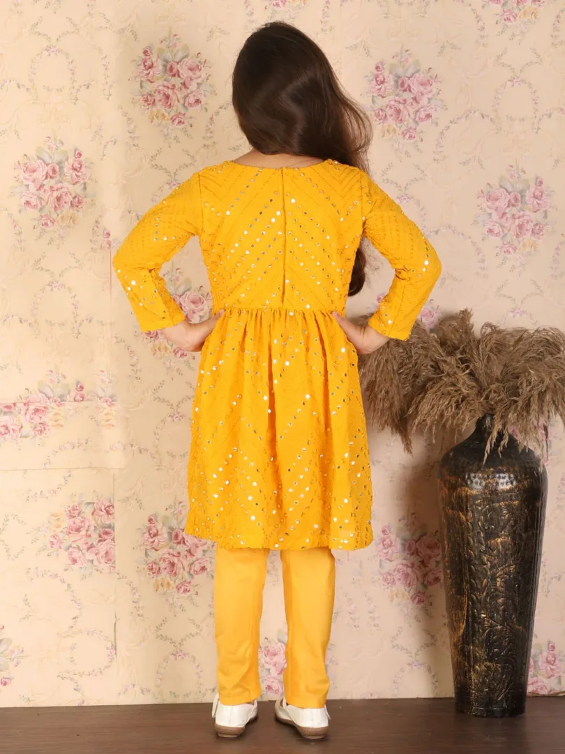 Girls Yellow Kurta And Churidar