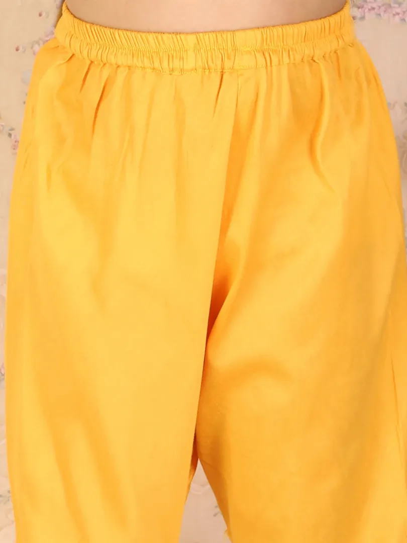 Girls Yellow Kurta And Churidar