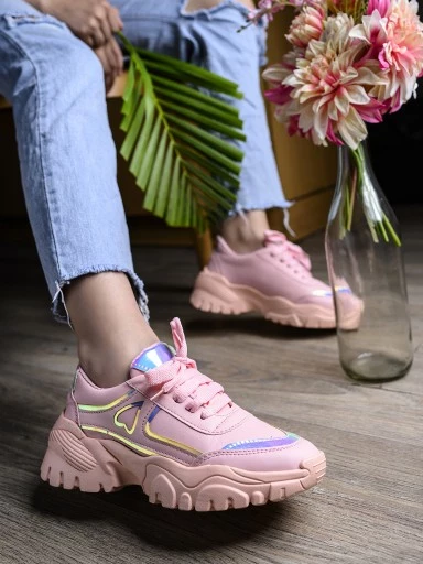 Women Pink Mesh Walking Shoes