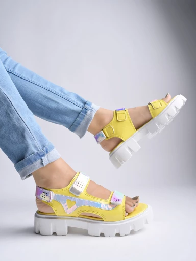 Smart Casual Yellow Sandals For Women & Girls