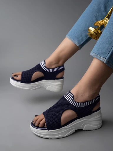 Lightweight Comfortable Daily Wear & Trendy Flatforms Blue Sandals for Women & Girls