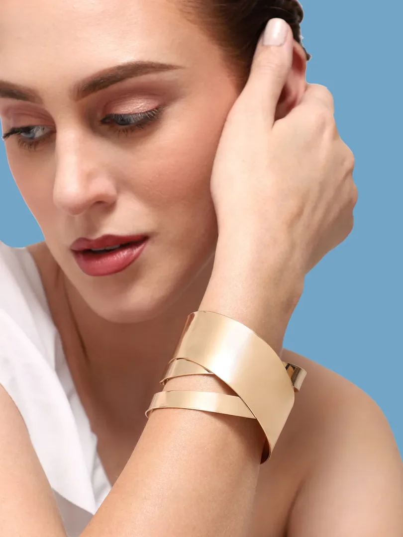 Gold Plated Party Designer Cuff Bracelet For Women