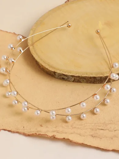 Gold Plated Pearls Hair Band