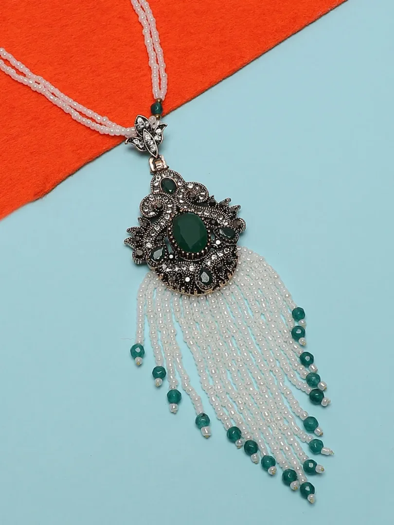 Silver Plated Beaded Party Necklace For Women