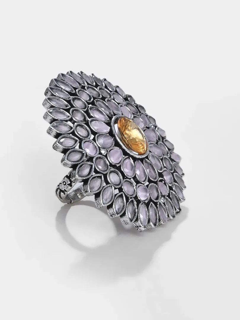 Silver Plated Designer Stone Ring