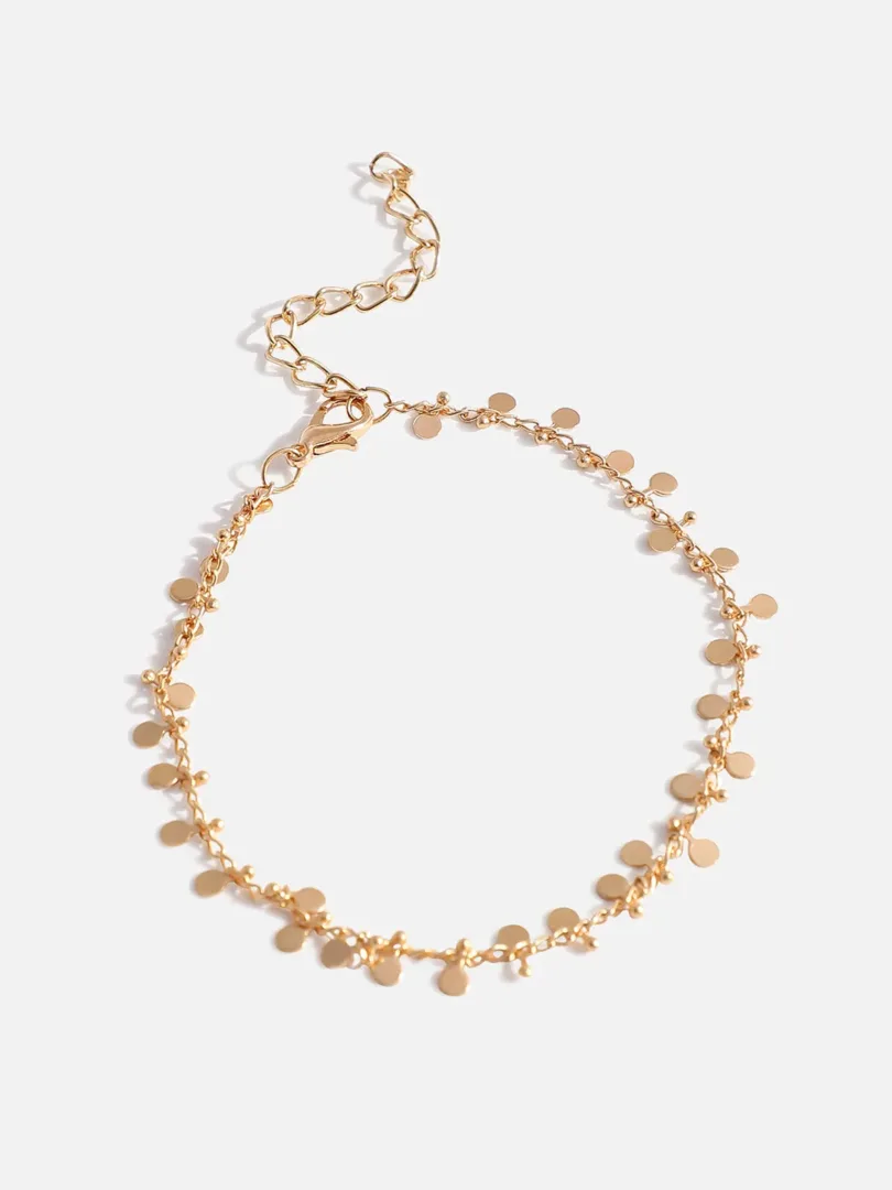 2 Piece Gold Plated Casual Beaded Anklet For Women