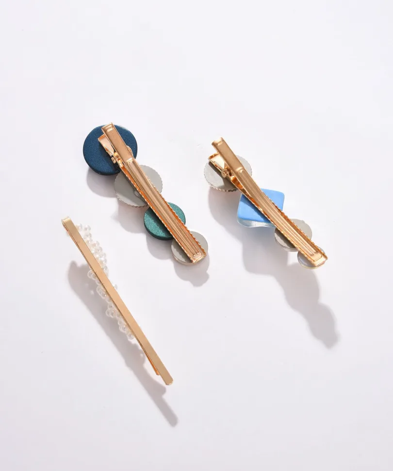Pack of 3 Gold Plated Designer Stone Hair Pin