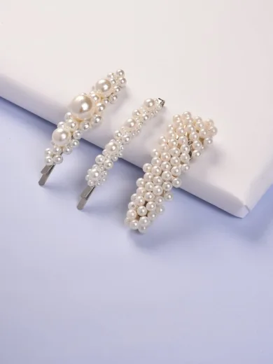 Pack of 3 Gold Plated Pearls Hair Pin