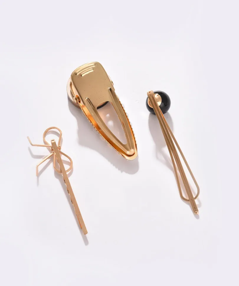 Pack of 3 Gold Plated Pearls Hair Pin